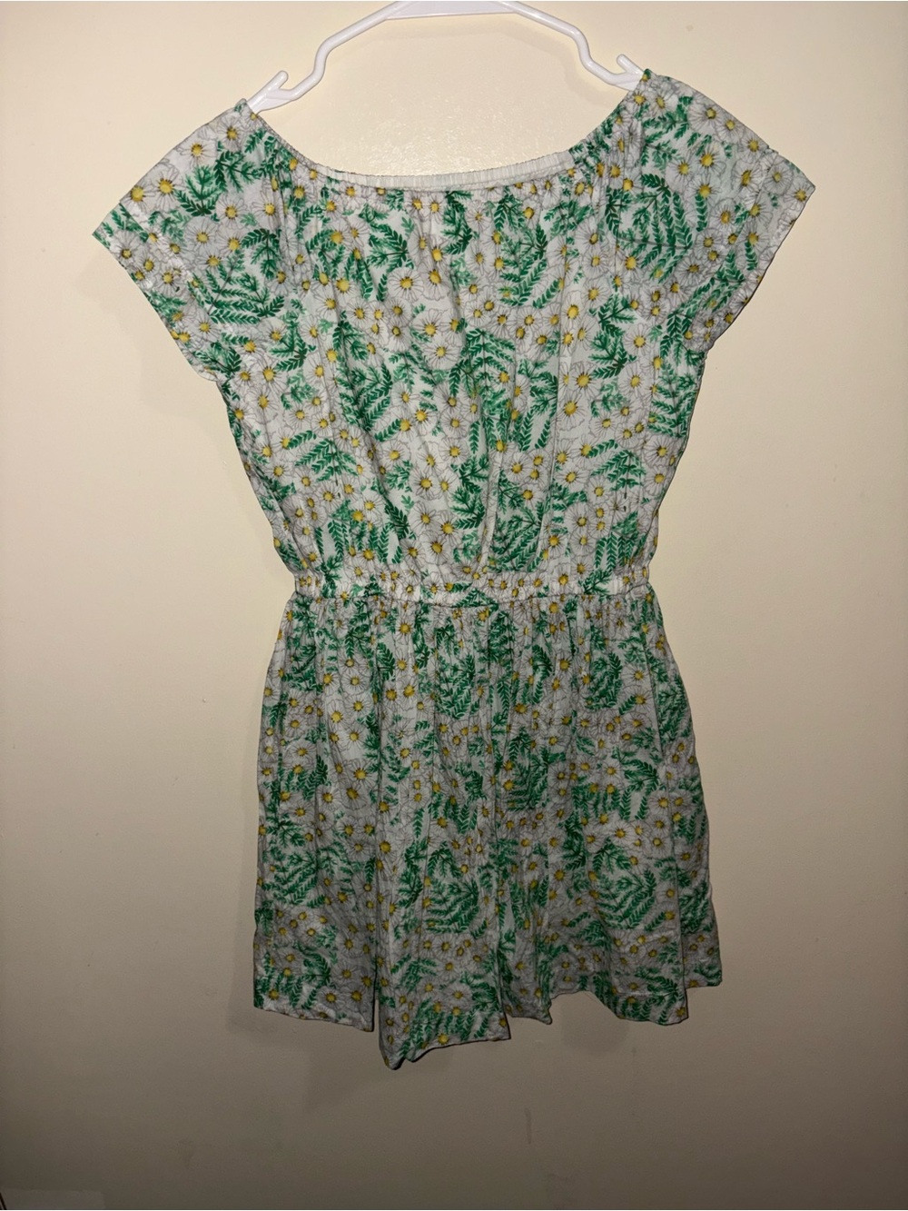 Gymboree White Dress with Green and Yellow Floral Accents